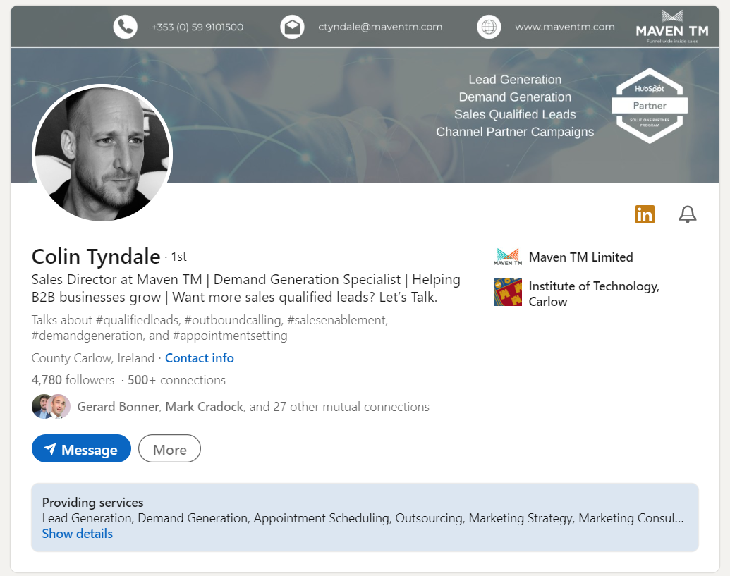 Colin Tyndale LI Account