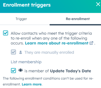 Enrollment triggers 2