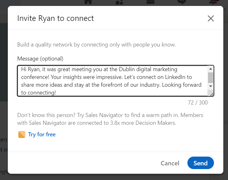 Personalised message